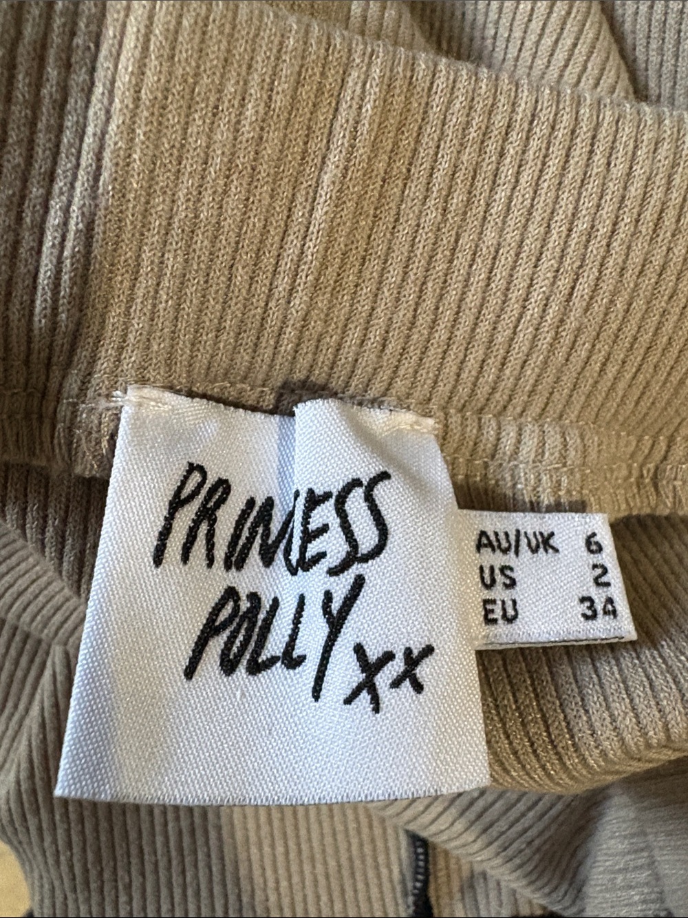 Princess Polly Beige Mini Skirt with Black Contrast Piping - Picture 5 of 5